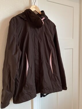 Columbia Interchange Omni Shade Hooded Jacket Water Repellent Large Brown Pink